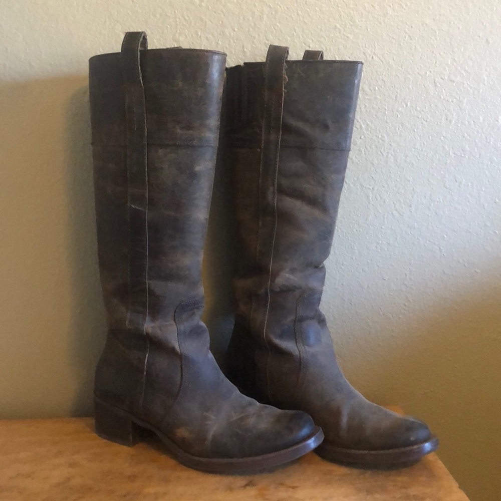 Lucky Brand distressed grey leather boot